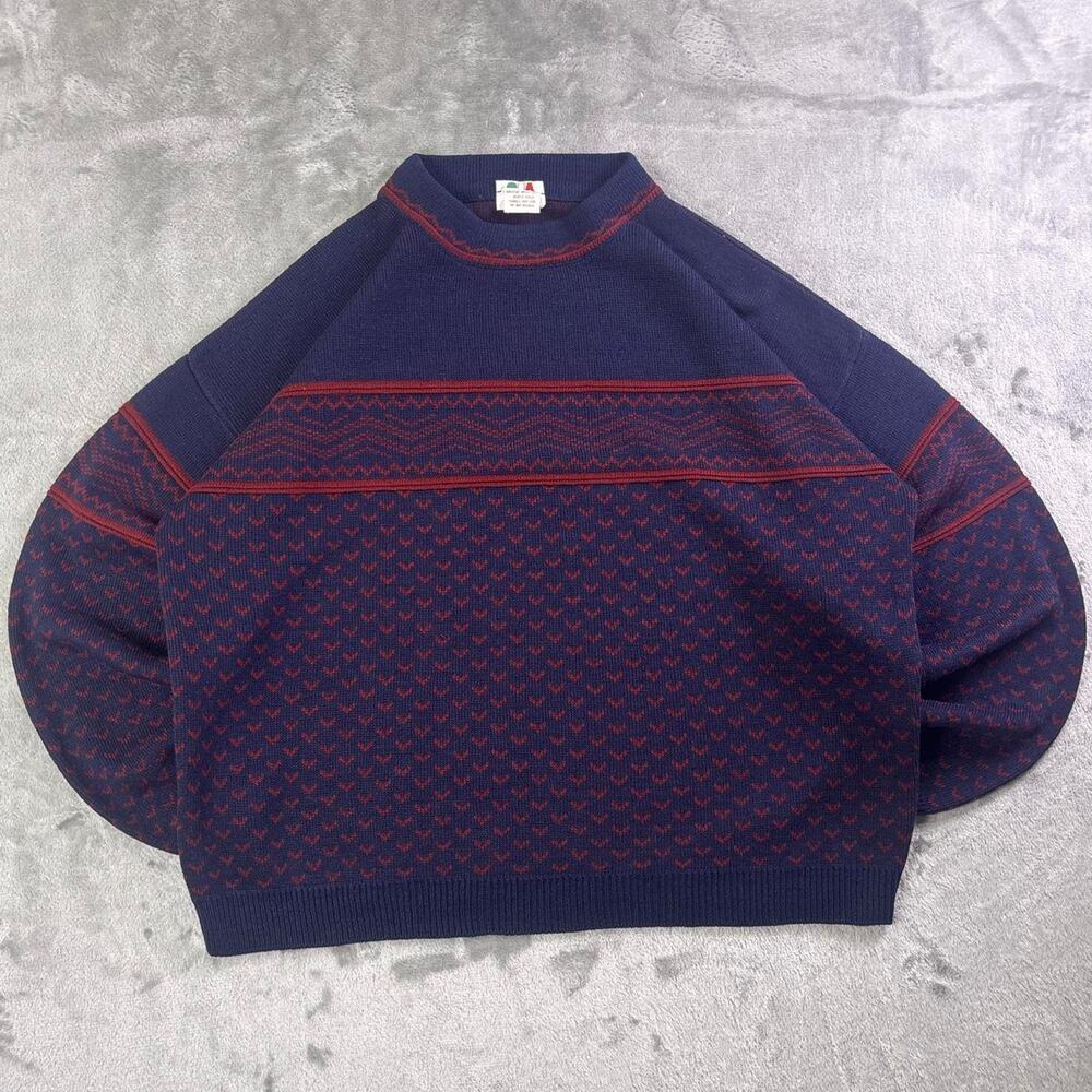 Vintage Quadro Made in Italy Wool Blend Sweater Women’s Medium Blue Oversized